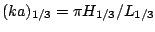 $(ka)_{1/3} = \pi H_{1/3}/L_{1/3}$