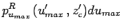 $\displaystyle p_{\ensuremath{u_{max}}\,}(\ensuremath{u_{max}^\prime}\,, z_c')d\ensuremath{u_{max}^\prime}\,$